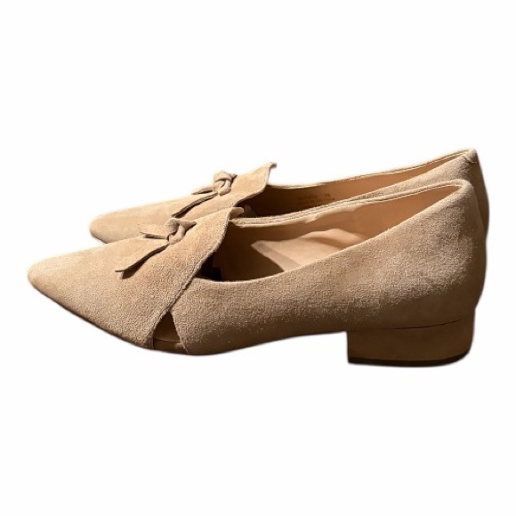 Cole Haan Viola Skimmer Elegant Tan Suede Women's Loafers with Cut Out Details. - Picture 3 of 8